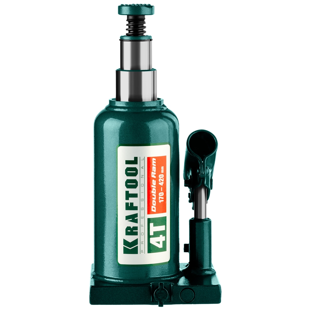 KRAFTOOL  DOUBLE RAM, 4 т, 170 - 420 мм, с увеличенным подъемом, двухштоковый бутылочный домкрат  (43463-4) 43463-4