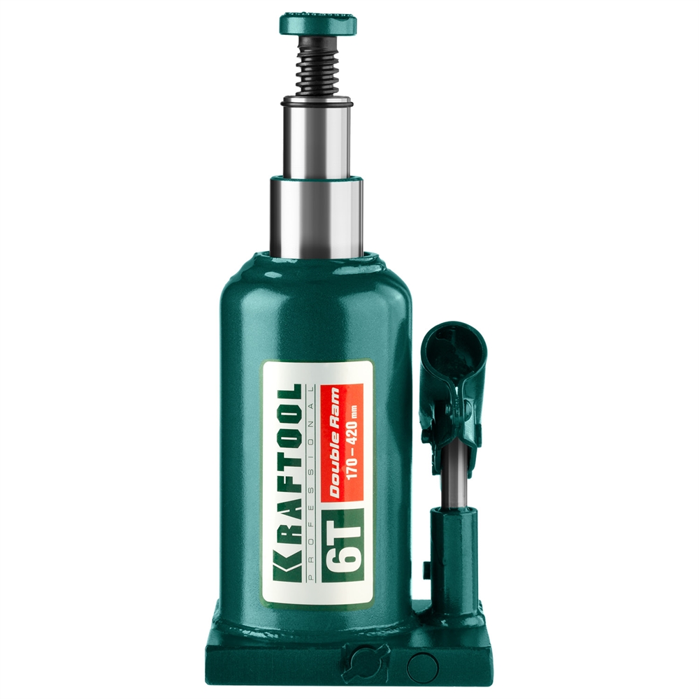 KRAFTOOL  DOUBLE RAM, 6 т, 170 - 420 мм, с увеличенным подъемом, двухштоковый бутылочный домкрат  (43463-6) 43463-6