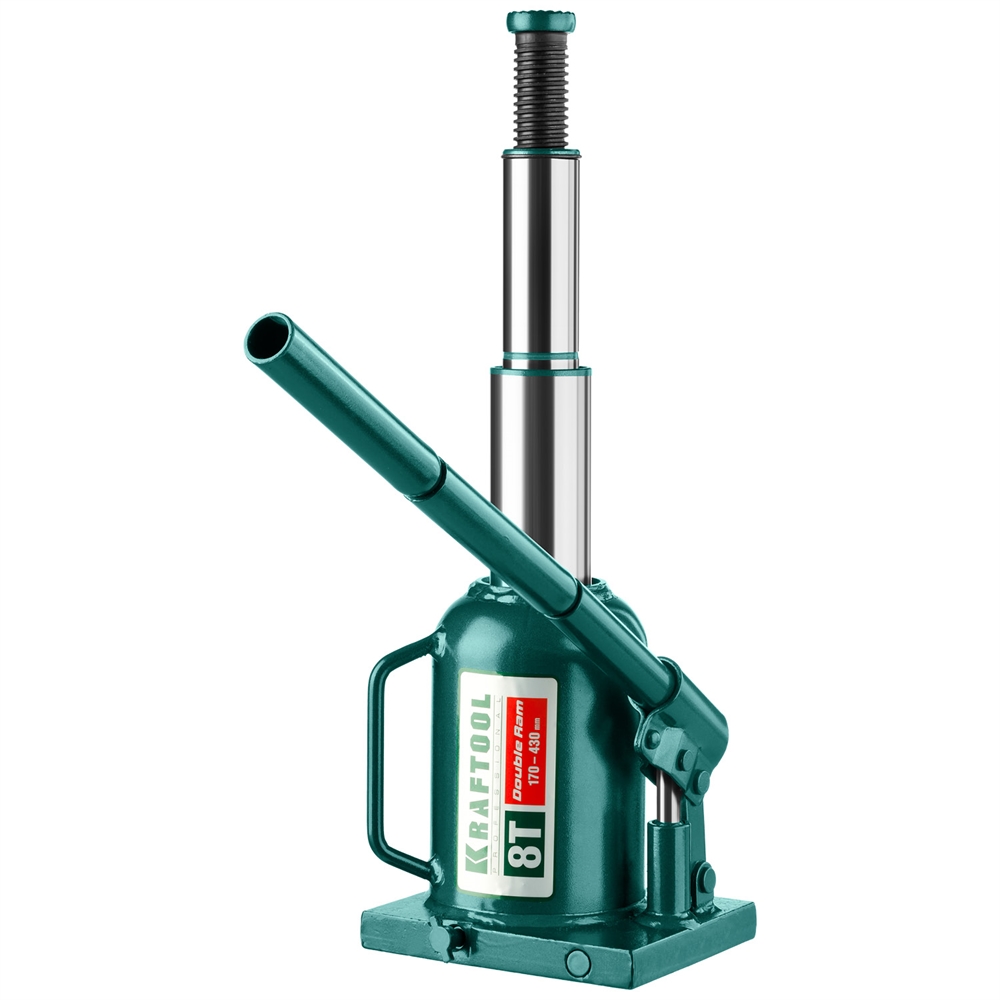 KRAFTOOL  DOUBLE RAM, 8 т, 170 - 430 мм, с увеличенным подъемом, двухштоковый бутылочный домкрат  (43463-8) 43463-8
