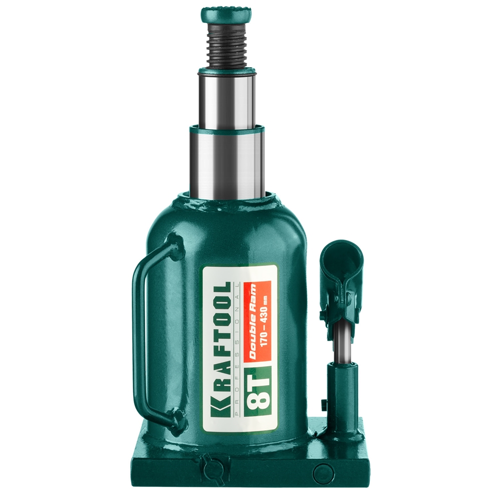 KRAFTOOL  DOUBLE RAM, 8 т, 170 - 430 мм, с увеличенным подъемом, двухштоковый бутылочный домкрат  (43463-8) 43463-8