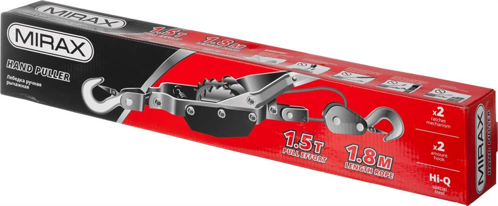 MIRAX  1.5 т, 1.8 м, ручная рычажная лебедка (43130-1.5) 43130-1.5