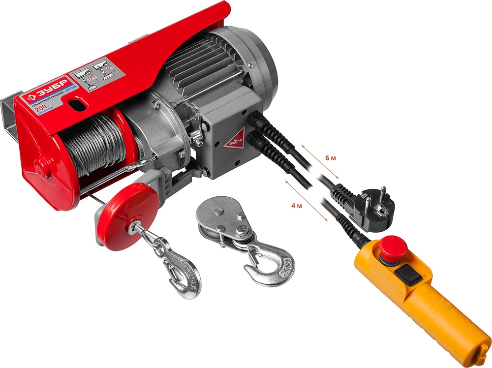 ЗУБР   125 / 250 кг, 1600 В, электрический тельфер (ЗЭТ-250) ЗЭТ-250