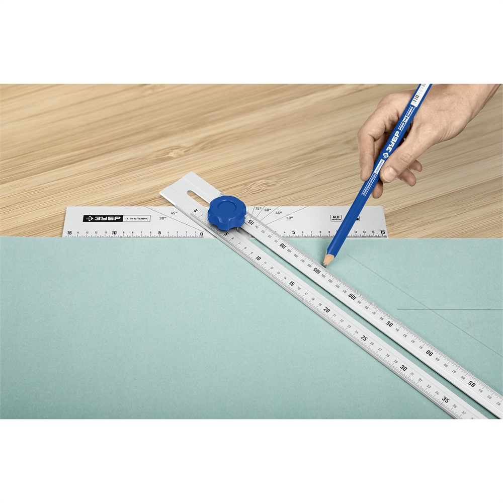 ЗУБР  Т-угольник алюминиевый с подвижной направляющей, Профессионал (34389) 34389