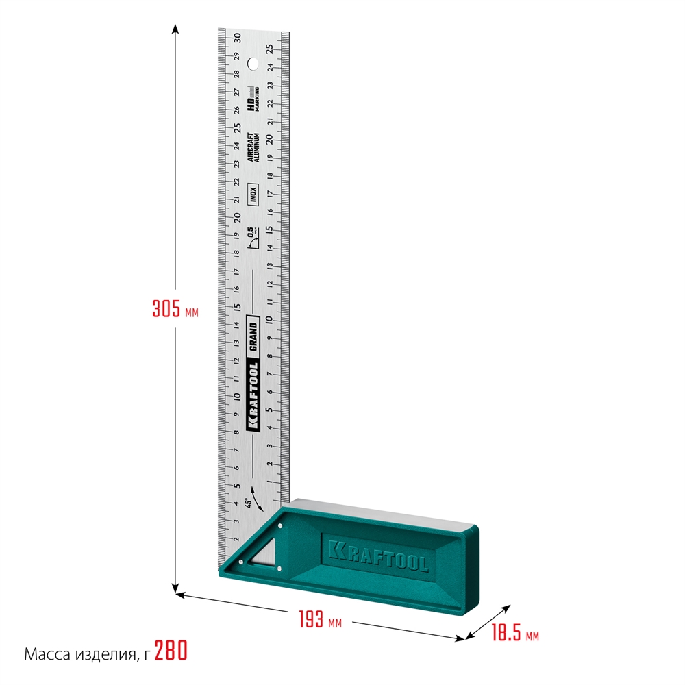 KRAFTOOL  Grand, 300 мм, высокоточный столярный угольник (3439-30) 3439-30