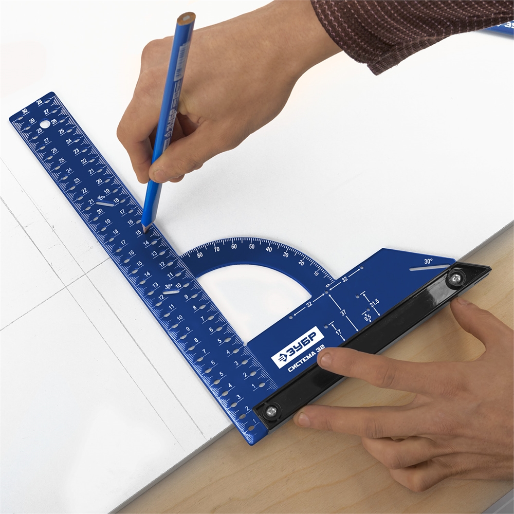 ЗУБР  Система-32, разметочный мебельный угольник, Профессионал (34398-30) 34398-30