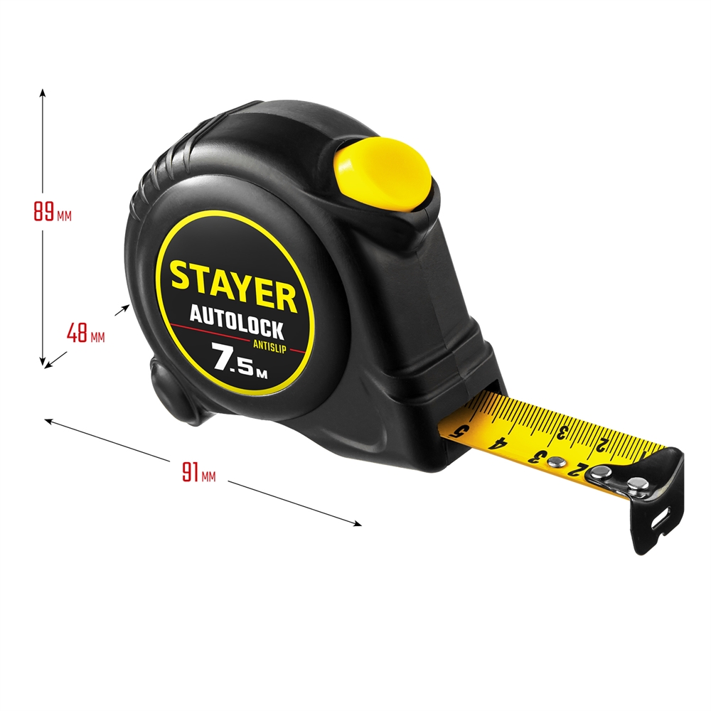 STAYER  AutoLock, 7.5 м х 25 мм, рулетка с автостопом (2-34126-07-25) 2-34126-07-25_z02