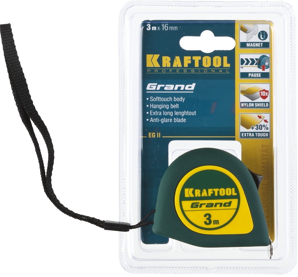 KRAFTOOL  Grand, 3 м х 16 мм, рулетка (34022-03-16) 34022-03-16
