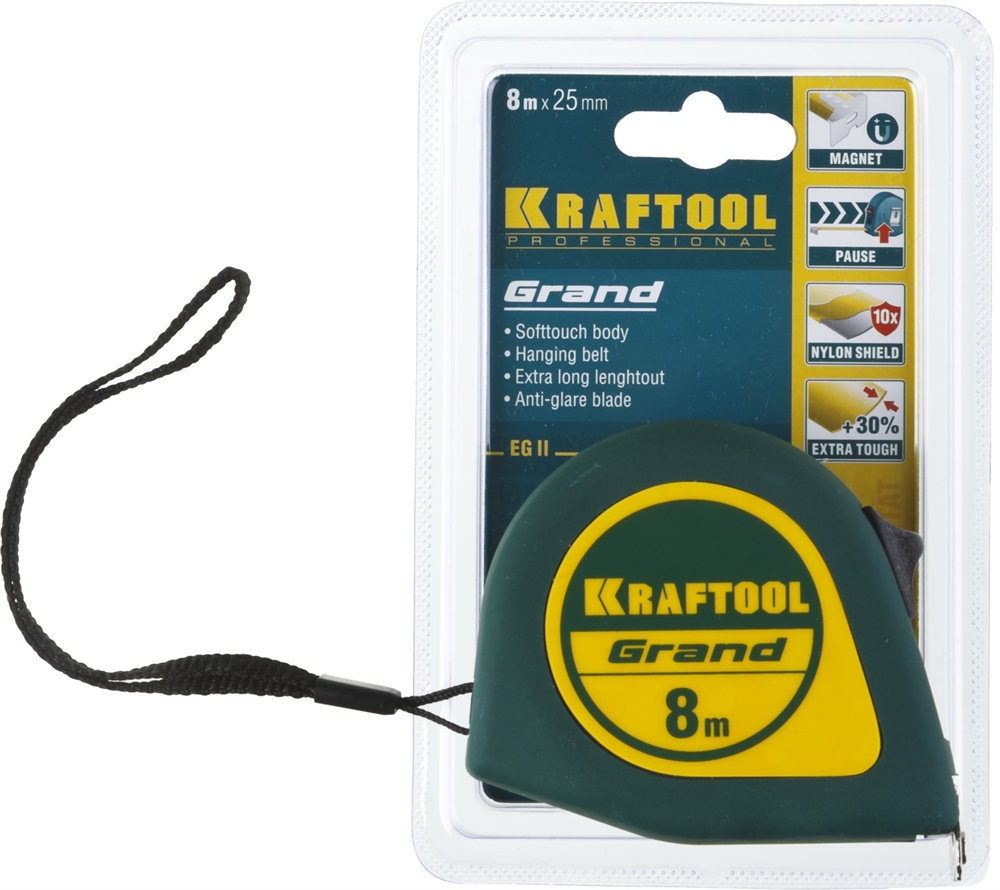 KRAFTOOL  Grand, 8 м х 25 мм, рулетка (34022-08-25) 34022-08-25