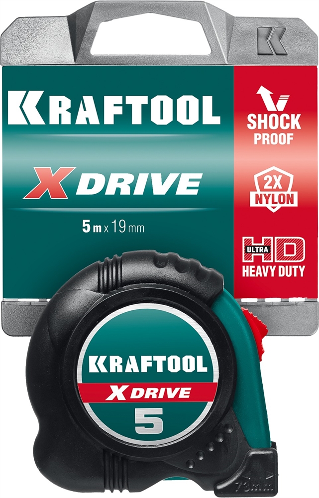 KRAFTOOL  X-Drive, 5 м х 19 мм, рулетка (34122-05-19) 34122-05-19_z02