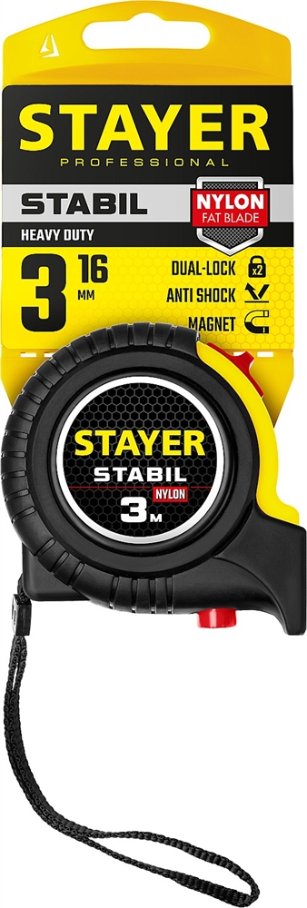 STAYER  Stabil, 3 м х 16 мм, рулетка с двухсторонней шкалой, Professional (34131-03) 34131-03_z02