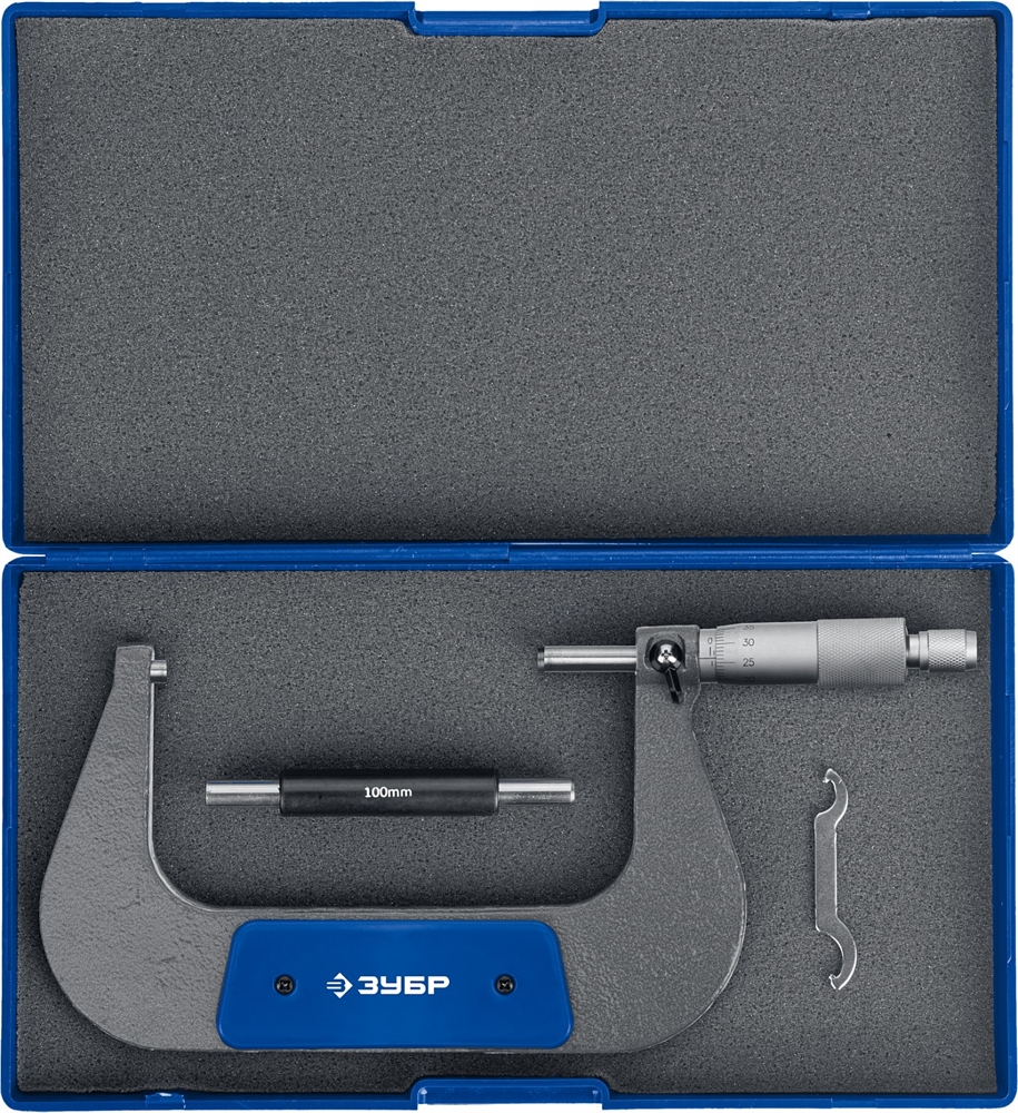 ЗУБР  МК 125, 100 - 125 мм, гладкий механический микрометр, Профессионал (34480-125) 34480-125_z02