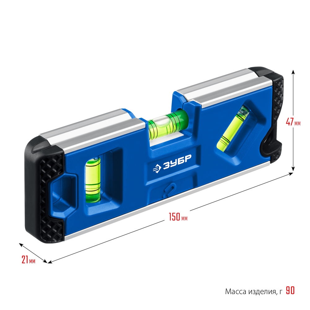 ЗУБР  КОМПАКТ 3М, 150 мм, Т-образный усиленный профиль, магнитный компактный уровень, Профессионал (34552) 34552