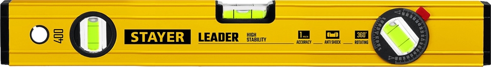 STAYER  LEADER, 400 мм, усиленный профиль, уровень с поворотным глазком (3466-040) 3466-040_z01