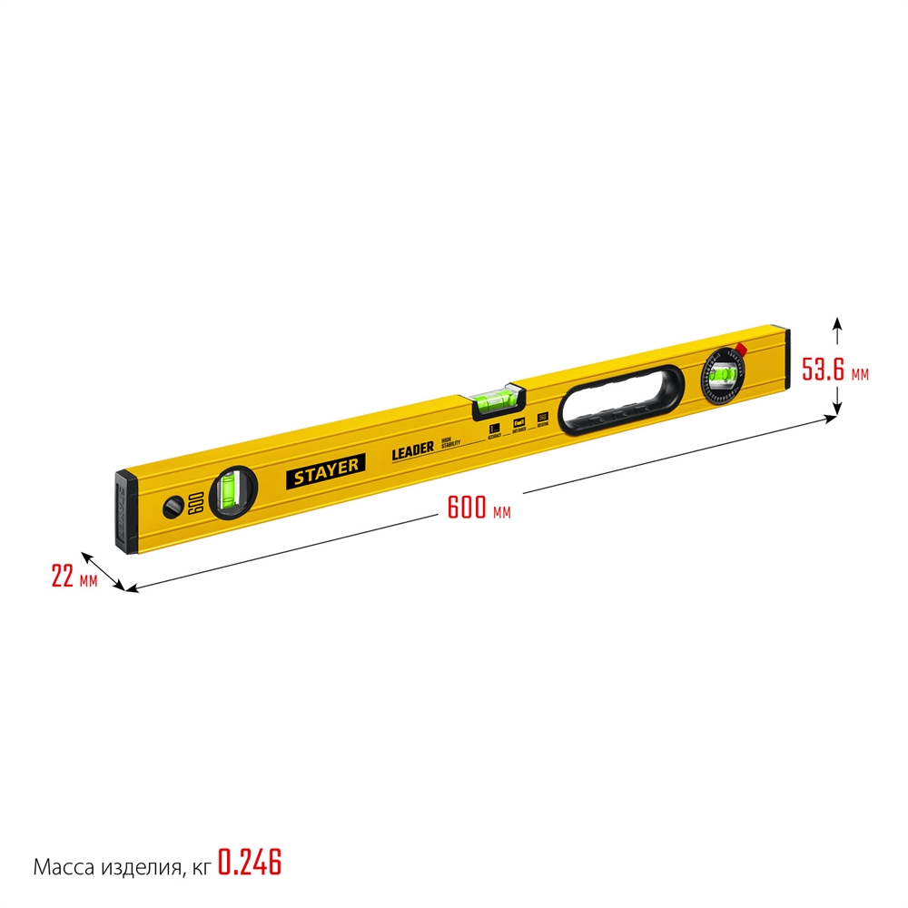 STAYER  LEADER, 600 мм, усиленный профиль, уровень с поворотным глазком (3466-060) 3466-060_z01