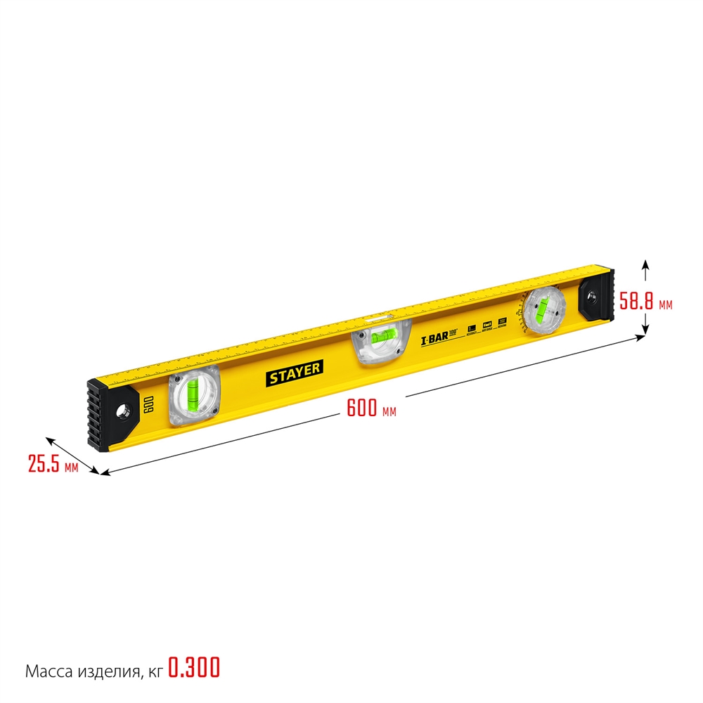 STAYER  I-Bar 180˚, 600 мм, двутавровый, уровень с поворотным глазком (3470-060) 3470-060_z02
