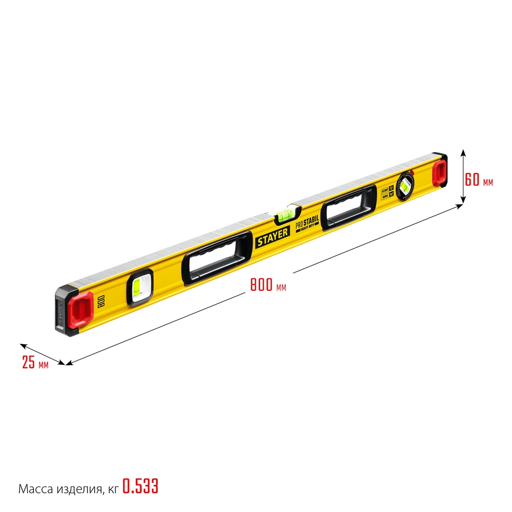 STAYER  PRO STABIL, 800 мм, усиленный профиль, уровень с поворотным глазком, Professional (3471-080) 3471-080_z02