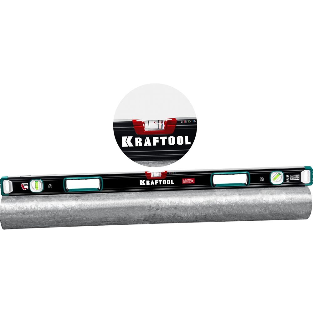 KRAFTOOL  A-RATE CONTROL, 600 мм, точность 0.3 мм/м, с зеркальным глазком, сверхпрочный магнитный уровень (34988-60) 34988-60