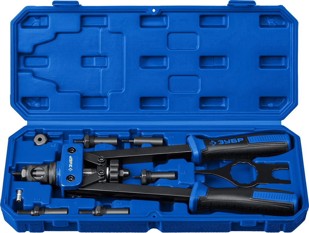 ЗУБР  Р-М10, М3 - М10, резьбовой двуручный заклепочник в кейсе, Профессионал (31056) 31056