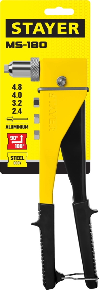 STAYER  MS-180, 90 - 180°, 2.4 - 4.8 мм, 260 мм, переставной заклёпочник (3107) 3107_z01