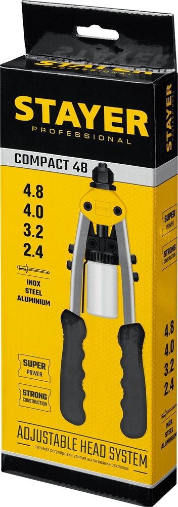 STAYER  Compact-48, 2.4 - 4.8 мм, 240 мм, компактный двуручный заклепочник, Professional (3116) 3116_z01