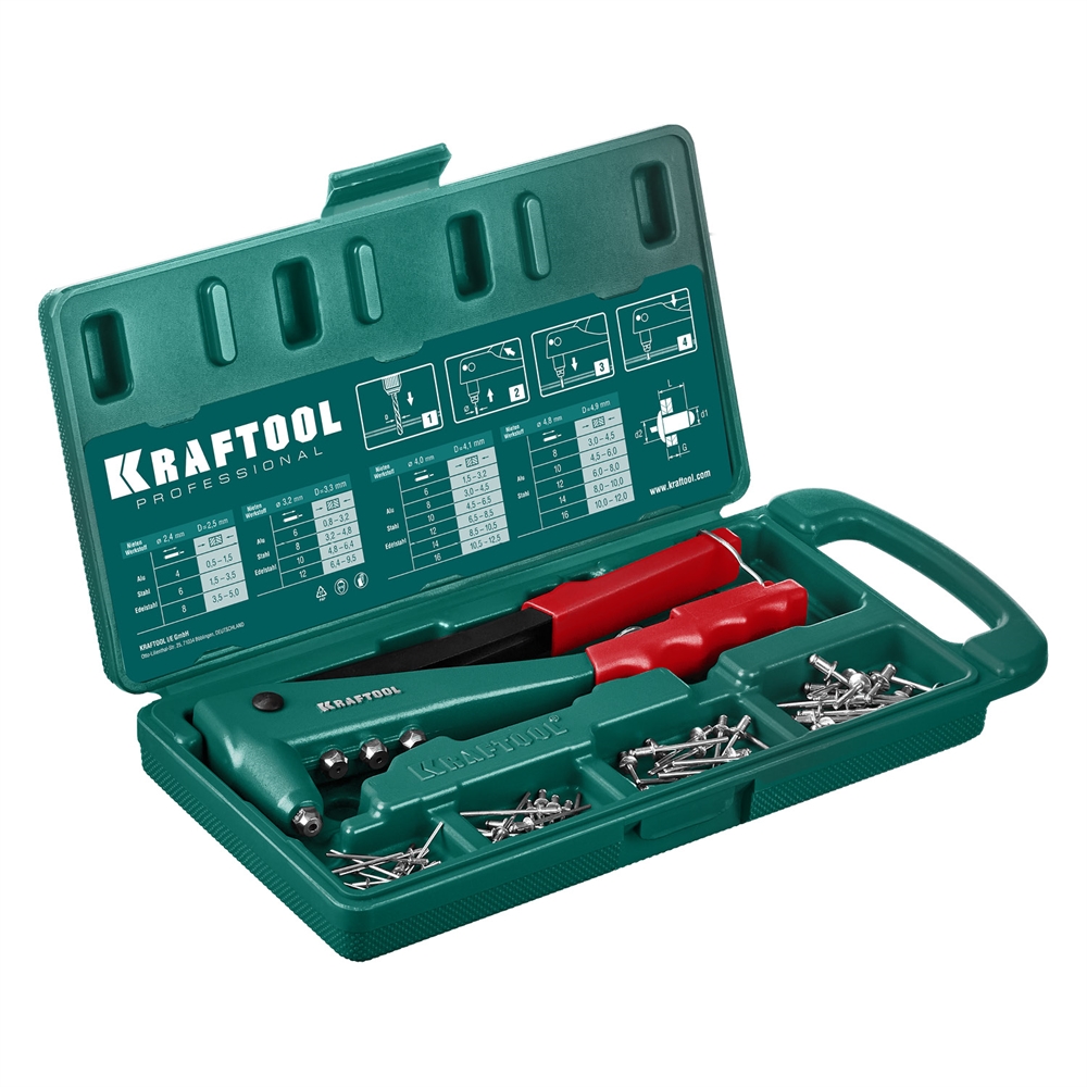 KRAFTOOL  X-3, 2.4 - 4.8 мм, литой заклепочник в кейсе (31170-H6) 31170-H6_z01
