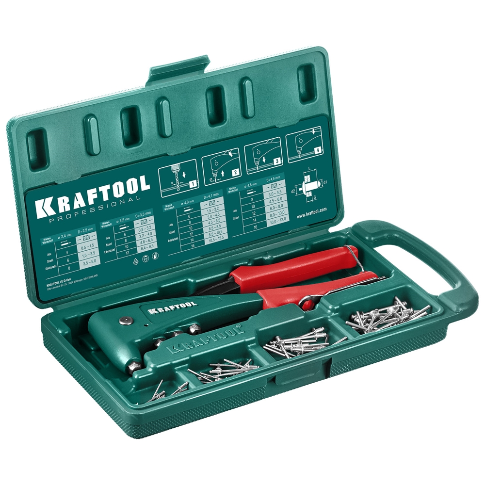 KRAFTOOL  X-5F, 2.4 - 4.8 мм, удержание заклепки, литой заклепочник в кейсе (31173-H6) 31173-H6_z01