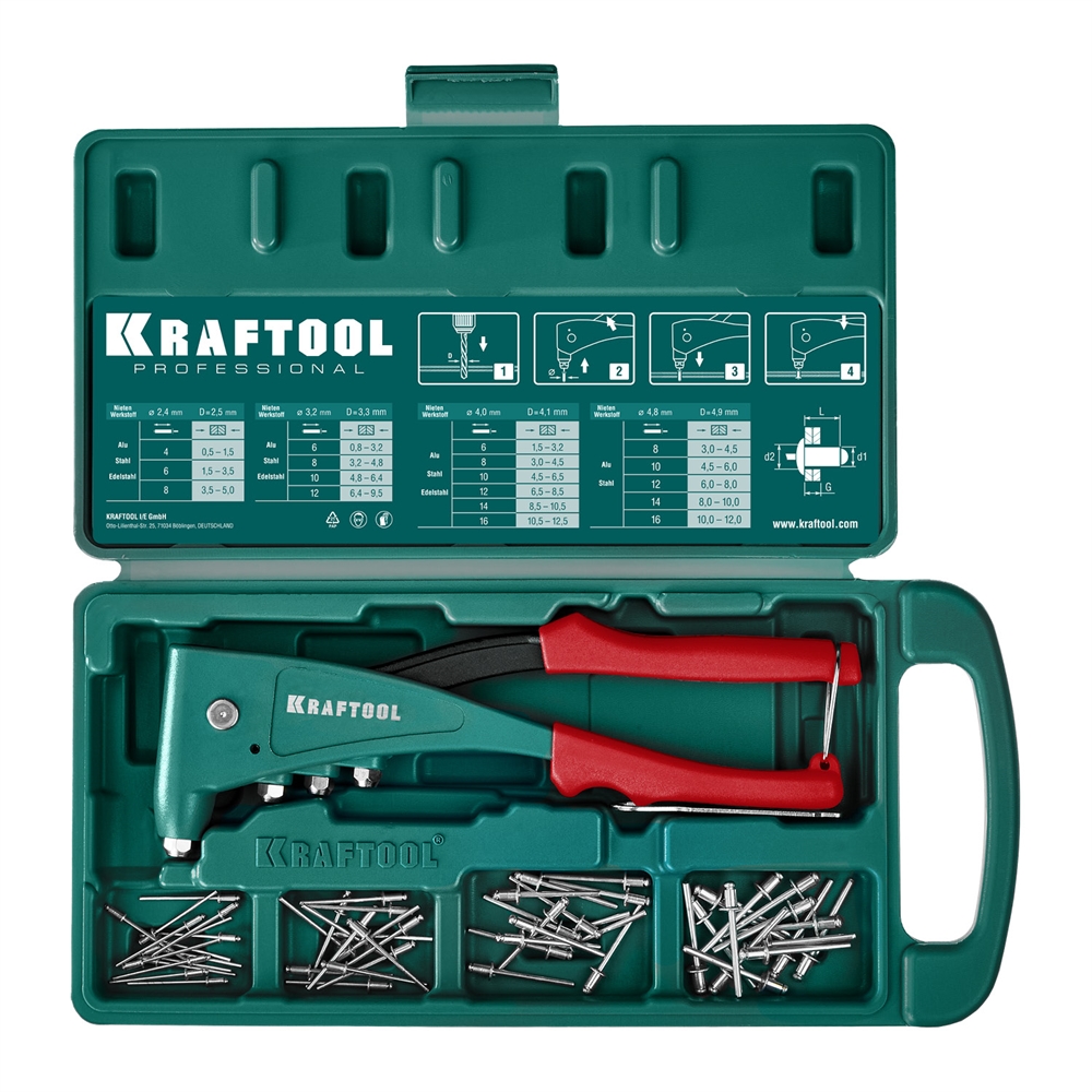 KRAFTOOL  X-5F, 2.4 - 4.8 мм, удержание заклепки, литой заклепочник в кейсе (31173-H6) 31173-H6_z01