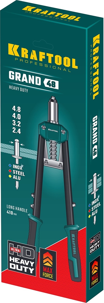 KRAFTOOL  GRAND-48, 2.4 - 4.8 мм, 410 мм, усиленный двуручный заклёпочник (31175) 31175