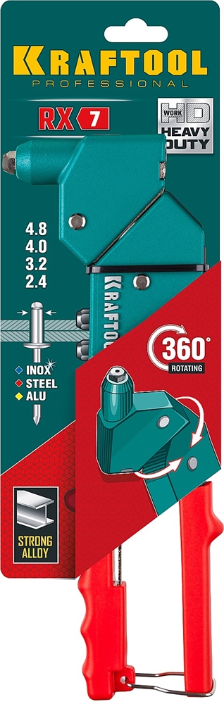 KRAFTOOL  RX-7, 360°, 2.4 - 4.8 мм, литой поворотный заклепочник (31176) 31176_z01