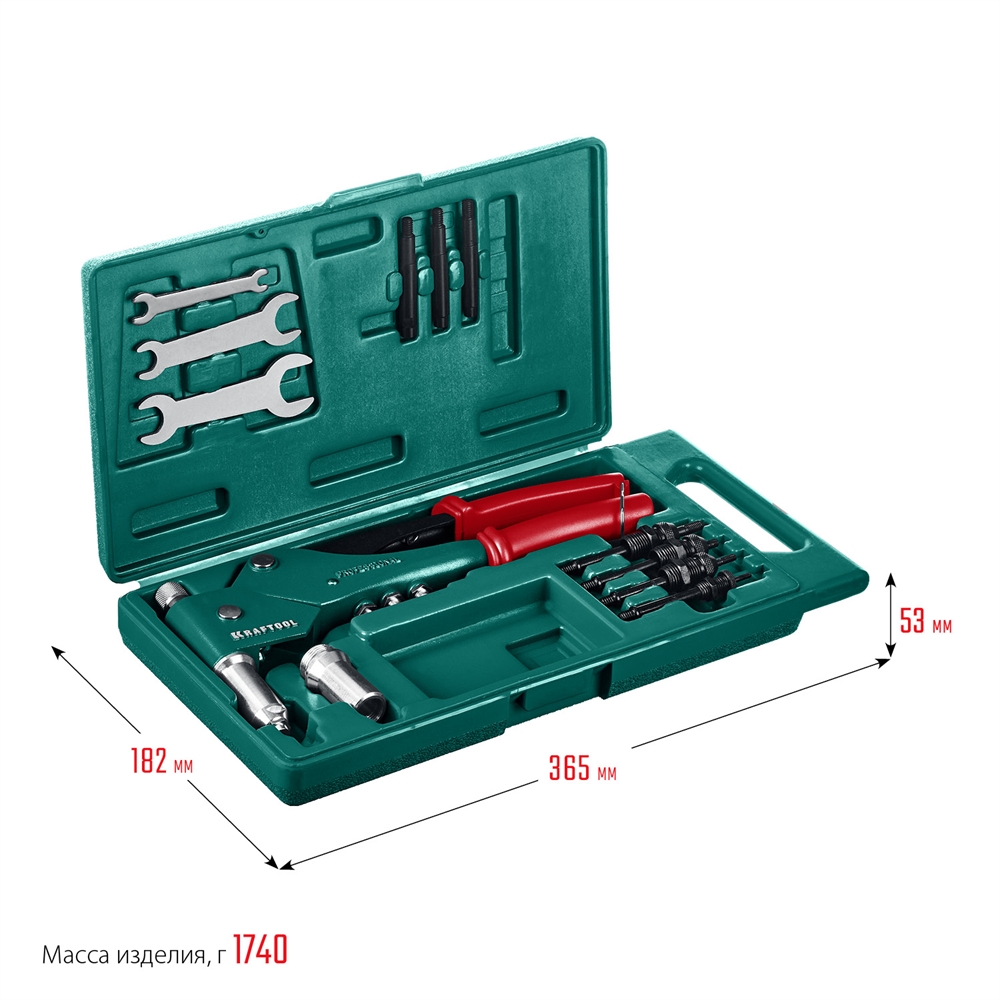 KRAFTOOL  Combo3-M6, 360°, 3 вида заклёпок, комбинированный поворотный заклепочник в кейсе (31178) 31178_z01