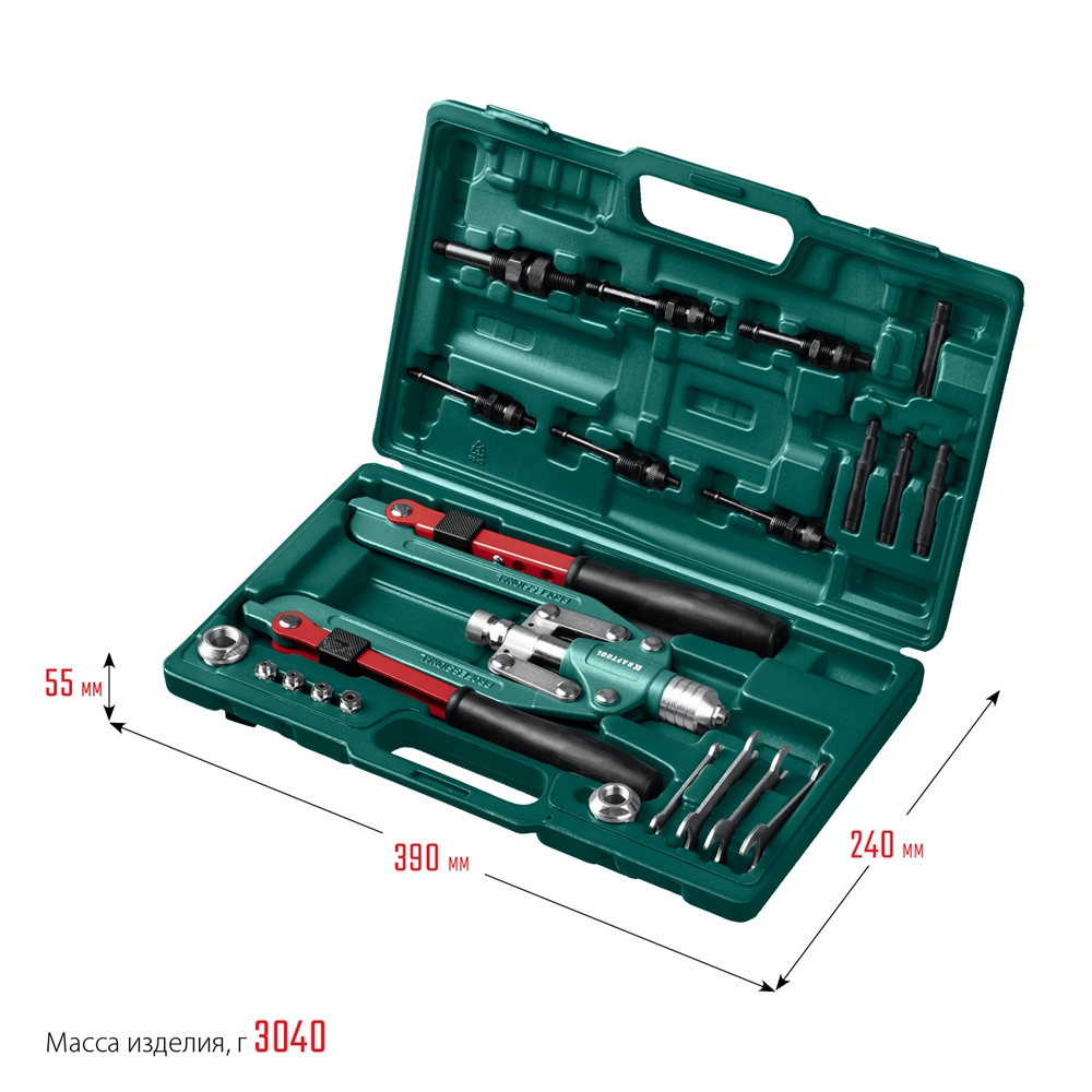 KRAFTOOL  Combo3-M12, 3 вида заклёпок, комбинированный складной заклепочник в кейсе (31182) 31182_z01