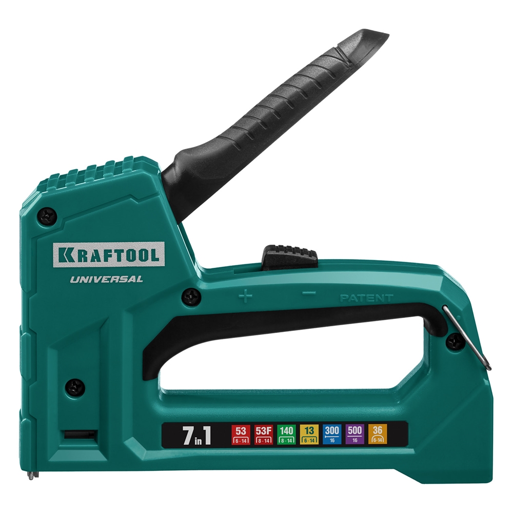 KRAFTOOL  Universal, 7-в-1: 53 (A/10/JT21) 23GA (6 - 14 мм)/140 (G/11/57) 20GA (8 - 14 мм)/13/53F/36/500, универсальный легкий степлер (31524) 31524