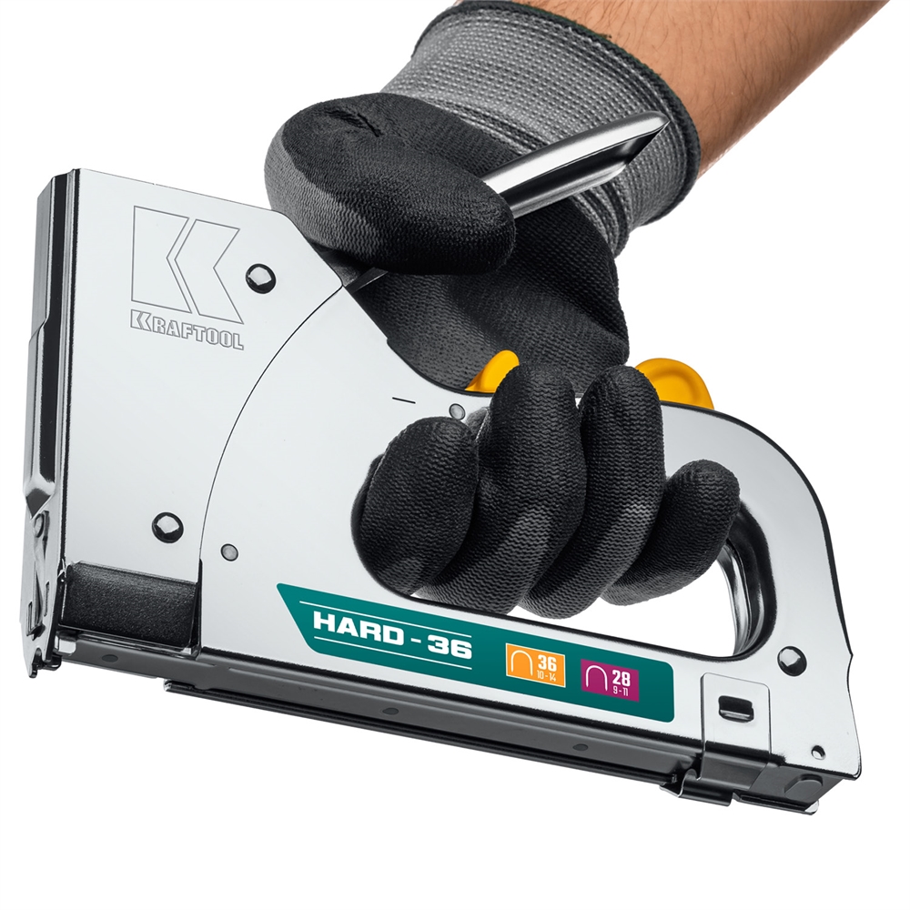 KRAFTOOL  HARD-36, тип 36 (L) калибр 20GA (10 - 14 мм)/28, кабельный рессорный степлер (3186) 3186