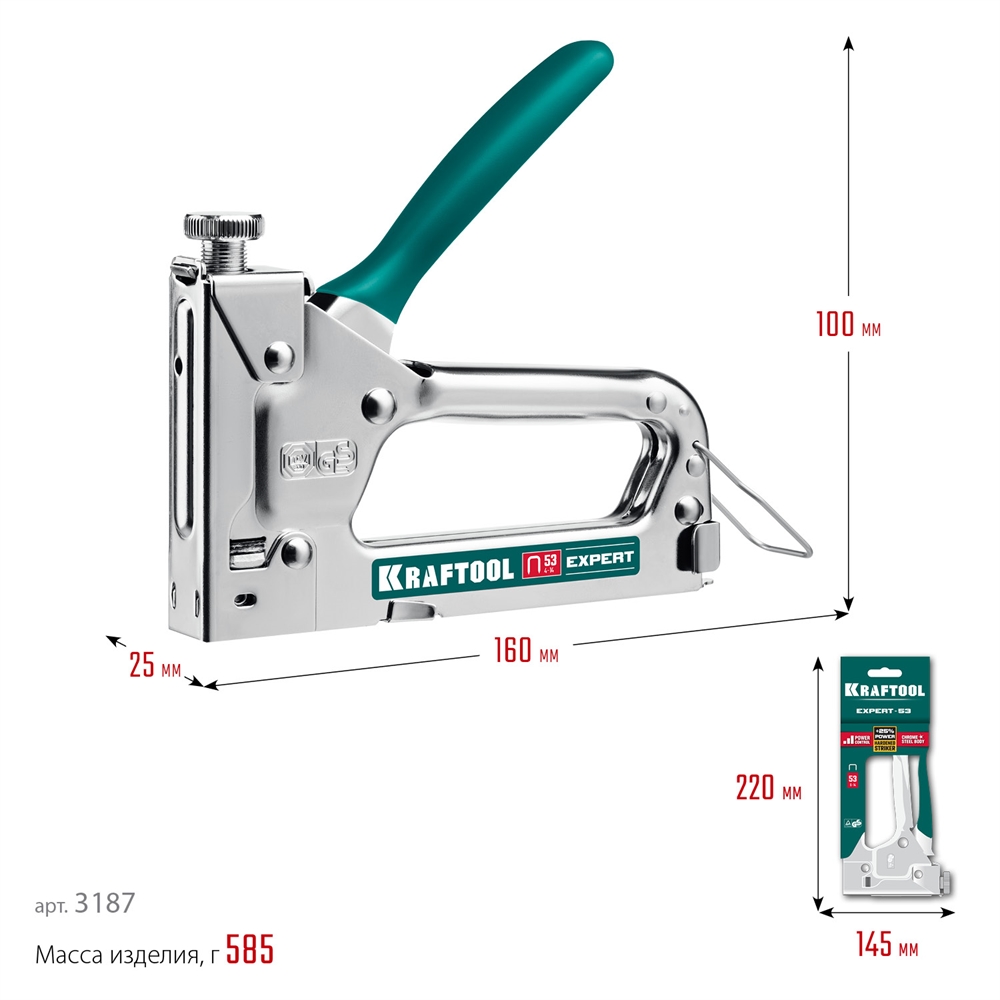 KRAFTOOL Expert-53, тип 53 (A/10/JT21) 23GA (4 - 14 мм), стальной компактный степлер (3187) 3187_z01
