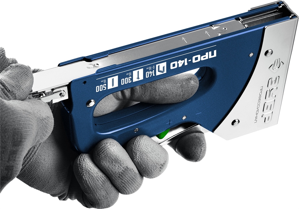 ЗУБР  Про-140, тип 140 (G/11/57) 20GA (6 - 16 мм)/300/500, стальной рессорный степлер, Профессионал (4-31573) 4-31573