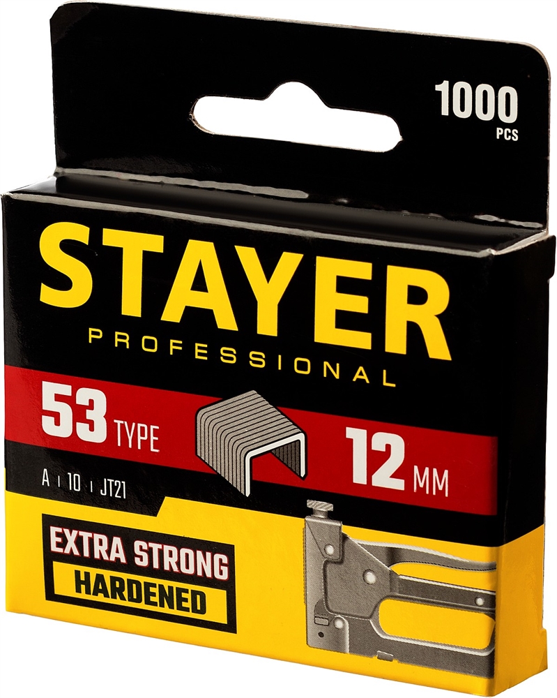 STAYER  тип 53 (A/10/JT21), 12 мм, 1000 шт, калибр 23GA, скобы для степлера, Professional (3159-12) 3159-12_z02