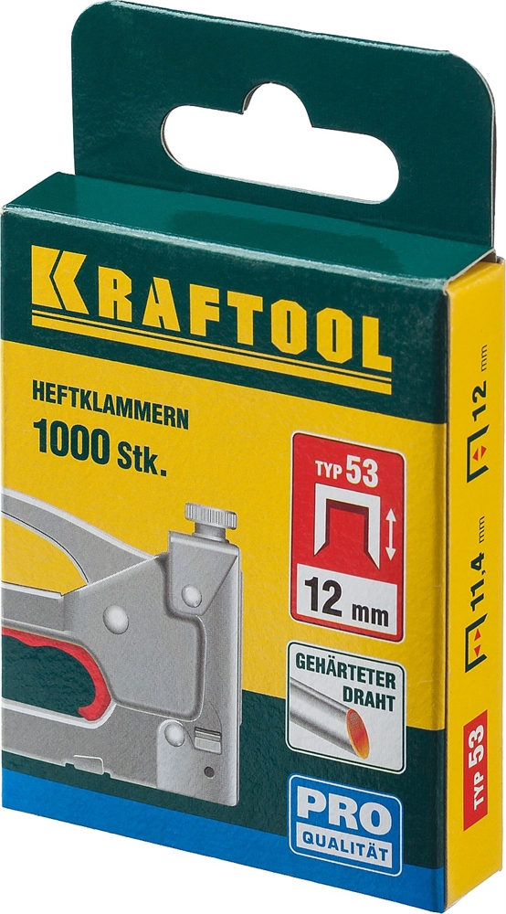 KRAFTOOL  тип 53 (A/10/JT21) 12 мм, 1000 шт, калибр 23GA, скобы для степлера (31670-12) 31670-12