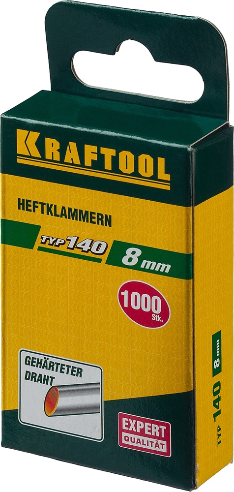 KRAFTOOL  тип 140 (G/11/57) 8 мм, 1000 шт, калибр 20GA, скобы для степлера (31680-08) 31680-08