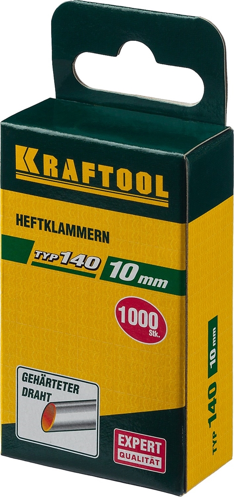 KRAFTOOL  тип 140 (G/11/57) 10 мм, 1000 шт, калибр 20GA, скобы для степлера (31680-10) 31680-10