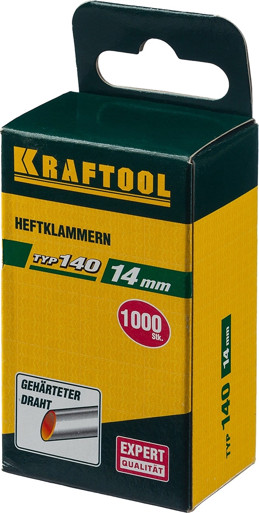 KRAFTOOL  тип 140 (G/11/57) 14 мм, 1000 шт, калибр 20GA, скобы для степлера (31680-14) 31680-14