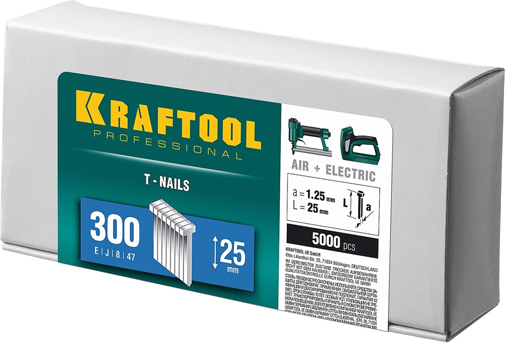 KRAFTOOL  тип 18GA (47/300/F) 25 мм, 5000 шт, гвозди для нейлера (31785-25) 31785-25
