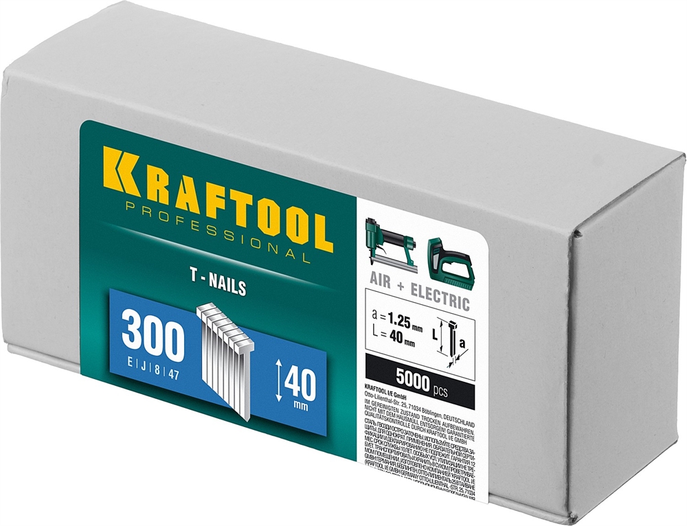 KRAFTOOL  тип 18GA (47/300/F) 40 мм, 5000 шт, гвозди для нейлера (31785-40) 31785-40