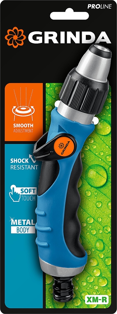 GRINDA  XM-R, плавная регулировка напора, металлический с TPR, поливочный пистолет, PROLine (429151) 429151