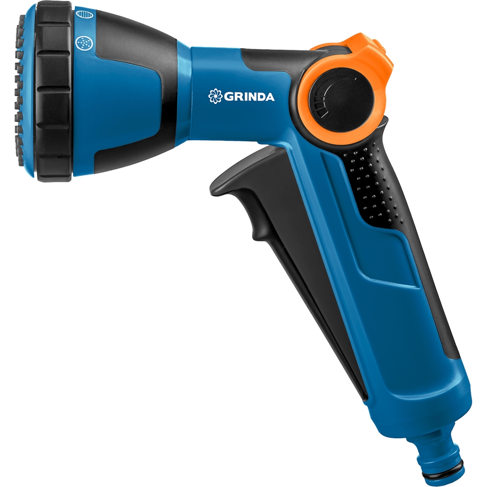 GRINDA  X-S, с регулятором напора, душевой, 4 режима, курок спереди, двухкомпонентный, поливочный пистолет, PROLine (429165) 429165