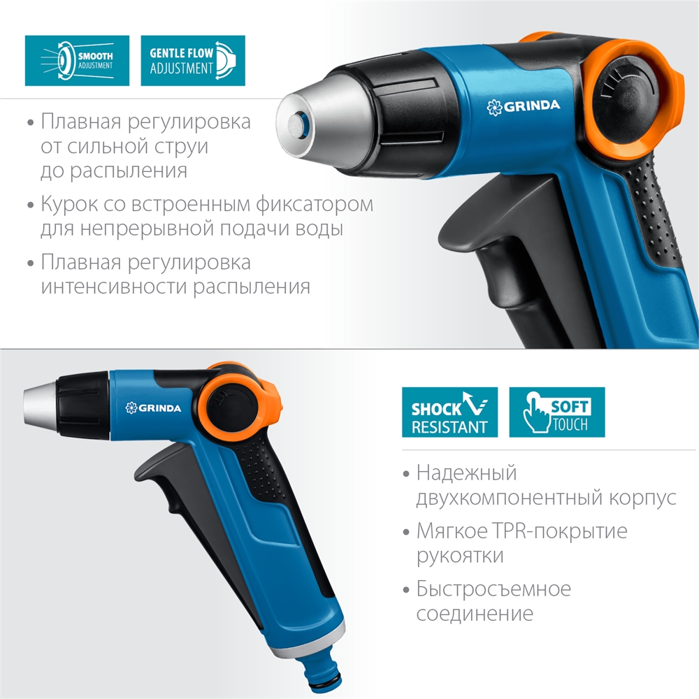 GRINDA  X-R, с регулятором напора, плавная регулировка, курок спереди, двухкомпонентный, поливочный пистолет, PROLine (8-427113) 8-427113_z02