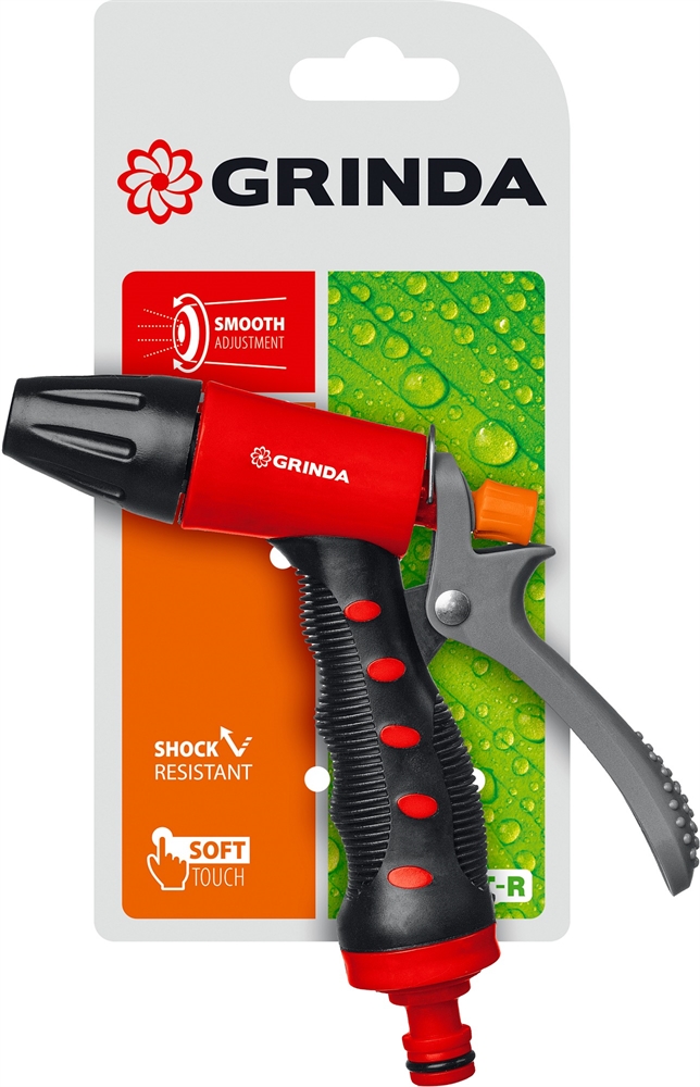 GRINDA  T-R, плавная регулировка, курок сзади, пластиковый с TPR, поливочный пистолет (8-427186) 8-427186