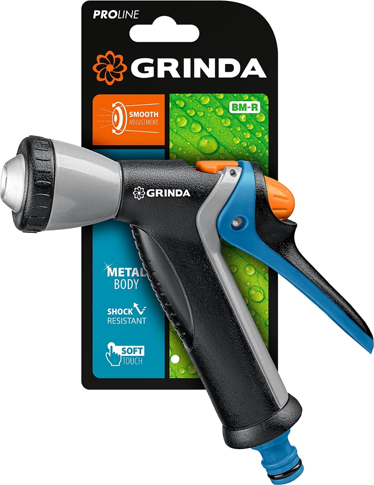 GRINDA  BM-R, плавная регулировка, курок сзади, металлический с TPR, поливочный пистолет, PROLine (8-427311) 8-427311_z02