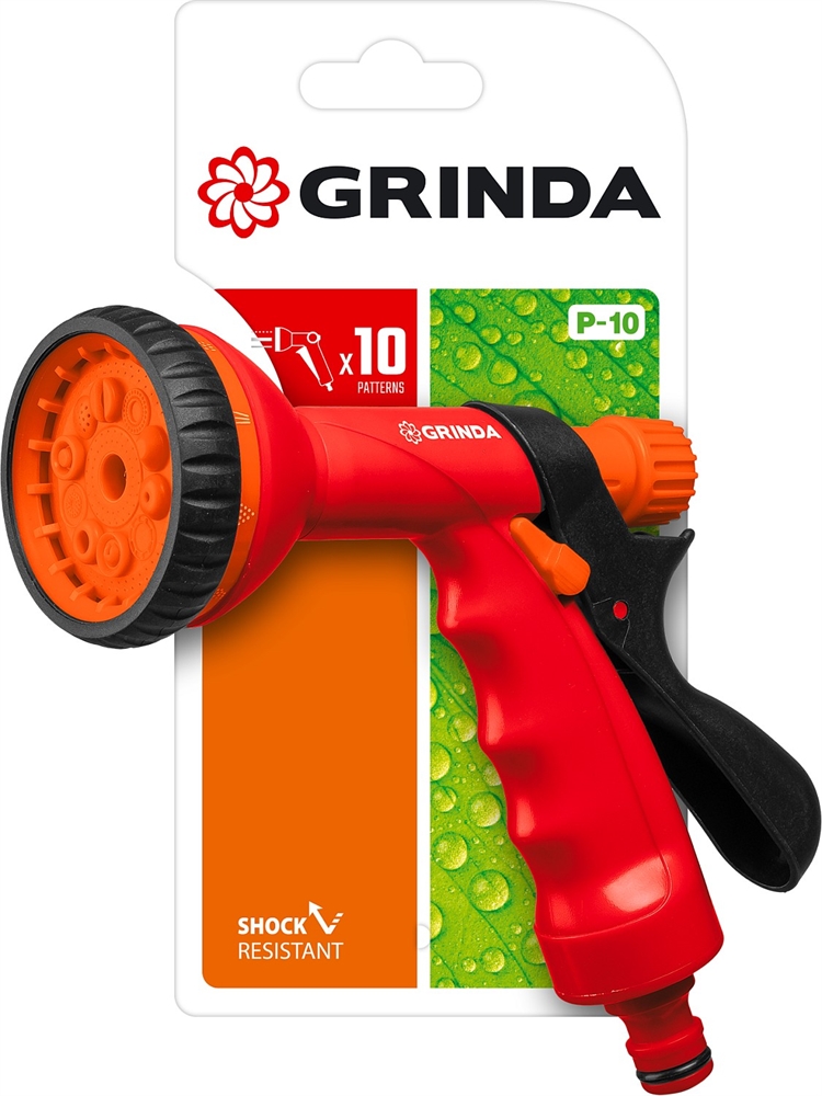 GRINDA  P-10, 10 режимов, курок сзади, пластиковый, поливочный пистолет (8-427373) 8-427373_z01