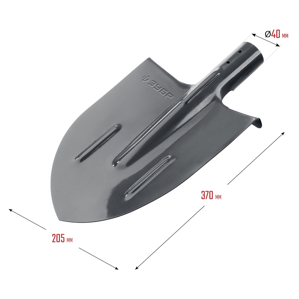ЗУБР  Мастер, 380 х 208 мм, полотно 1.6 мм, закалено, с рёбрами жёсткости, без черенка, тип ЛКО, штыковая лопата (39414) 39414