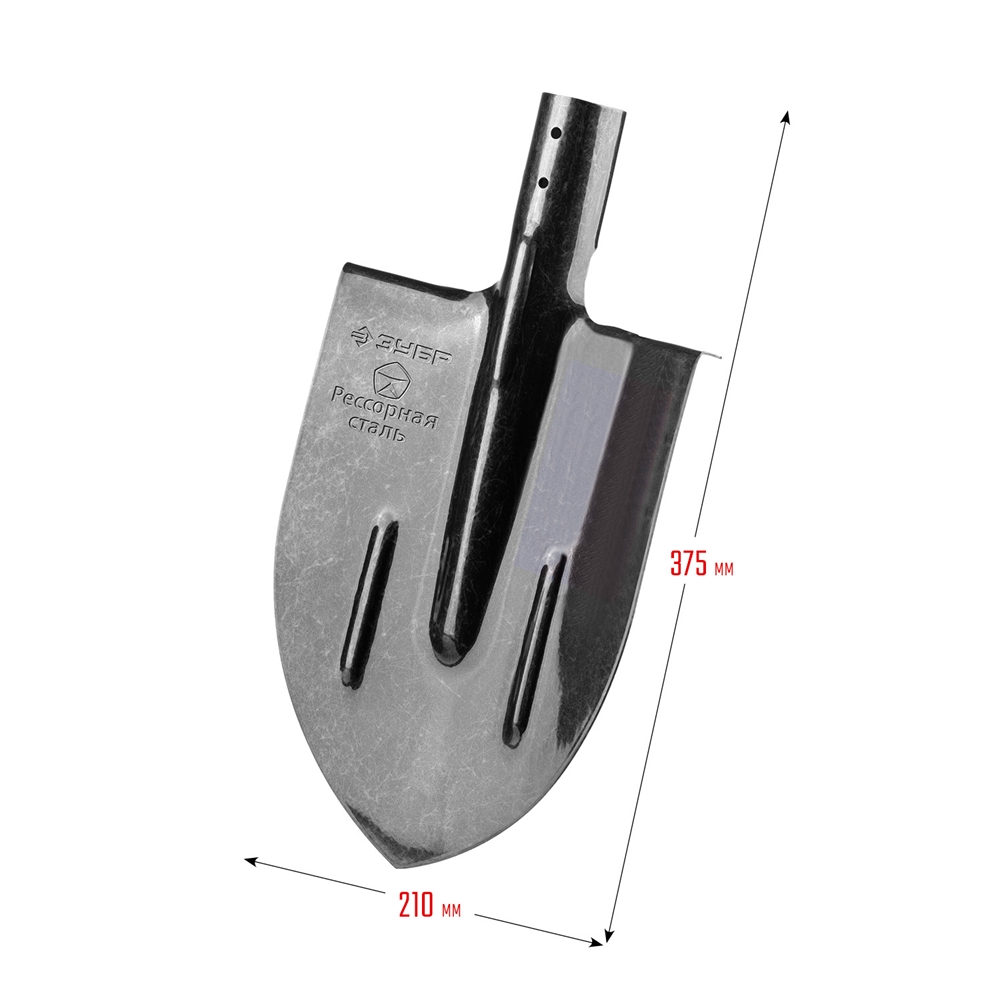 ЗУБР  ПРОФИ-5, 375 х 210 мм, полотно рессорная сталь 1.6 мм закалено, c ребрами жесткости, без черенка, тип ЛКО, штыковая лопата, Профессионал (39450) 39450